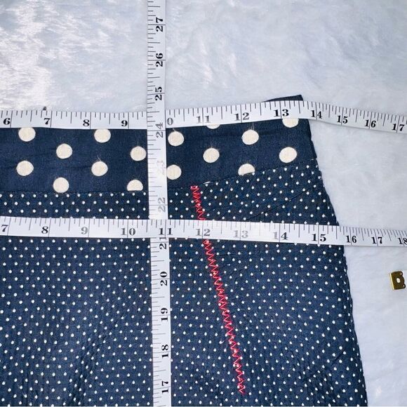 Yoana Baraschi Designer Blue White Polka Dot Skirt Red Zig Zag Stitch size 6 - Picture 5 of 7